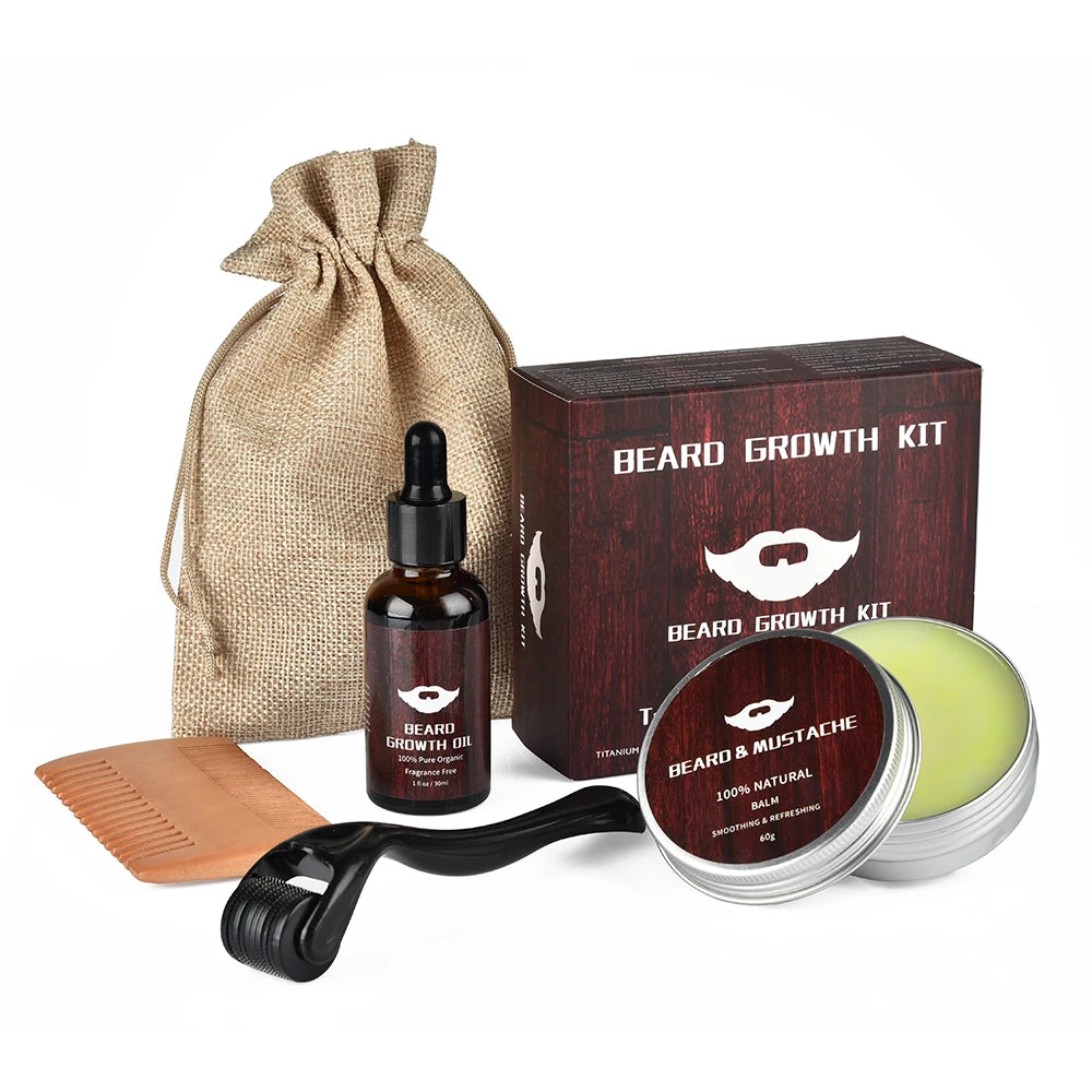 Beard Growth Kit – 5 Piece Grooming Set