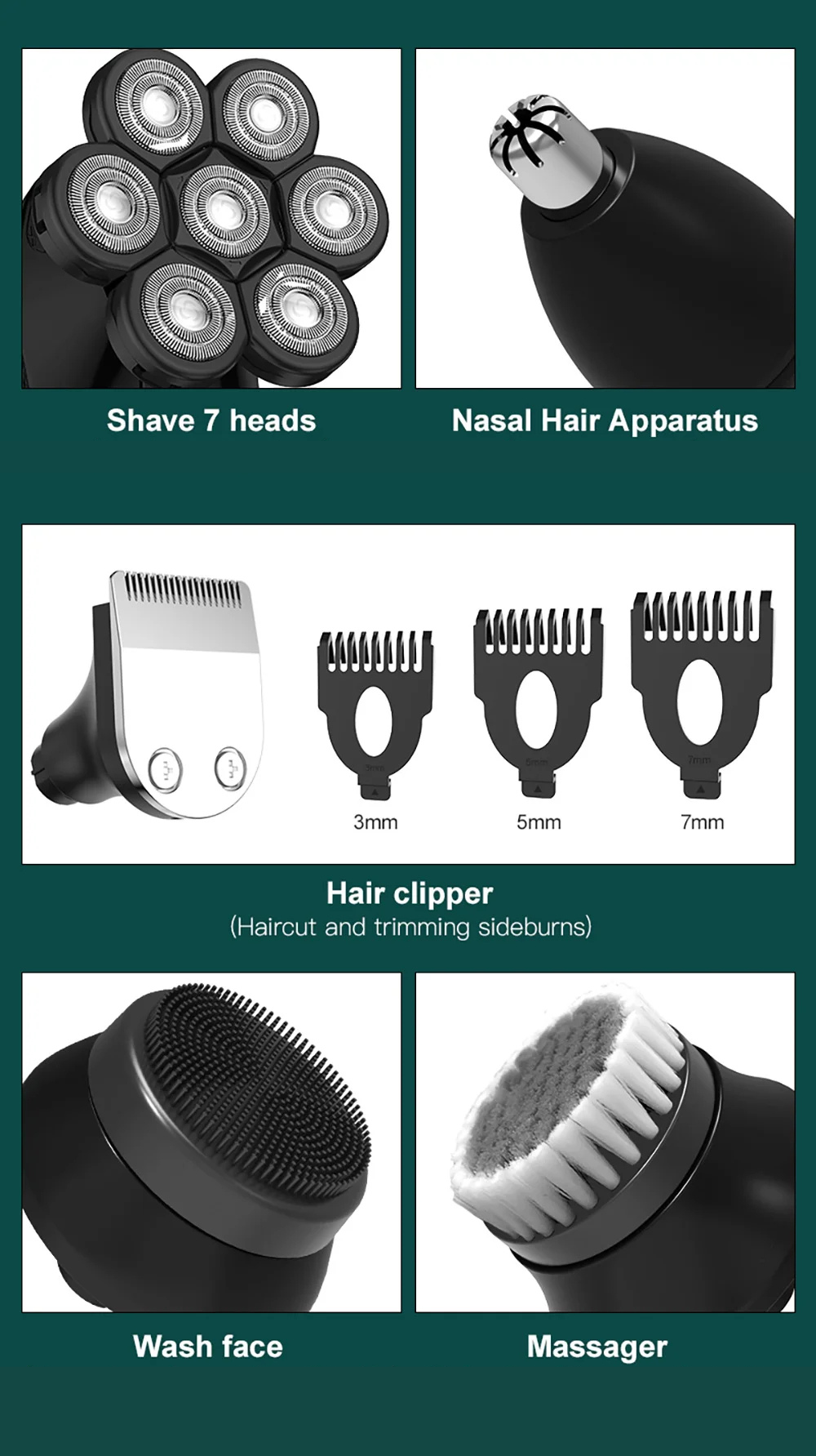 7D Precision Pro Shaver – 5-in-1 Waterproof Kit